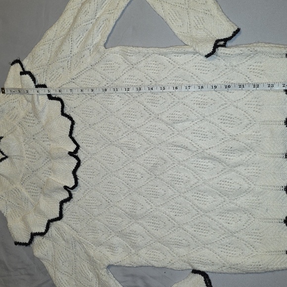 Belldini Ivory Cowl Neck Sweater with Black Trim - Picture 9 of 9